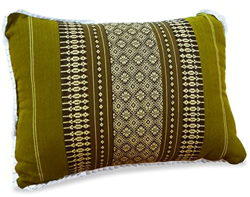 livasia Lendenstützkissen - 22x33x13cm - festes Rückenkissen mit 100% Kapok Naturfaser, nachhaltig & formstabil, Rückenstütze für Sofa & Bett, Garten und Balkon, handgefertigt (Grün)