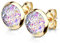 Bungsa Damen Ohrstecker rund Aurora Borealis gold aus 316L Edelstahl