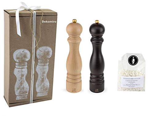 PEUGEOT Set Paris Macinapepe cioccolato Sale e Pepe Natura 30 cm | Deko Miro Regalo Set con 100 Gr. Sale