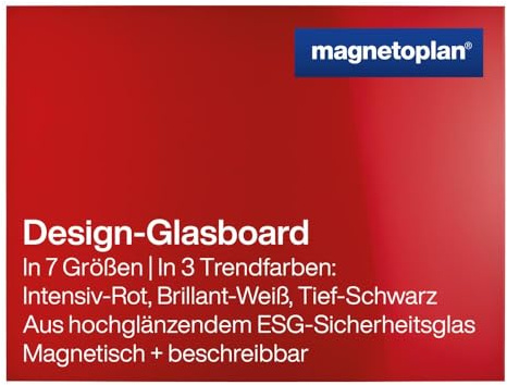 magnetoplan 13404006 Design-Glasboards, magnetisch 1200x900mm intensiv-rot | Magnetisch, BxH 1200 x 900 mm, intensivrot