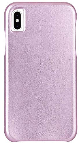 Case-Mate Barely There Leather Protective Slim Case Cover for iPhone XS Max Compatible with Wireless Charging, Metallic Blush