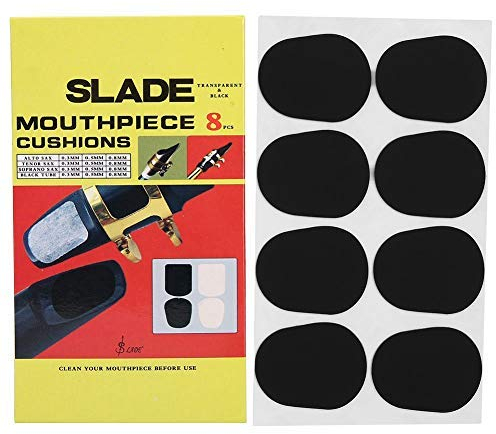 8 Stücke Mundstück Kissen, 0,8mm / 0,3mm / 0,5mm Gummi Saxophon Sax Klarinette Mundstück Patches Pads Kissen (Schwarz)(0,5 mm / 0,02 Zoll)