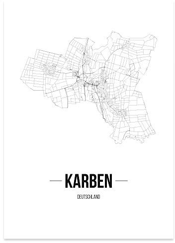 JUNIWORDS Stadtposter - Wähle Deine Stadt - Karben - 21 x 30 cm Poster - Schrift B - Weiß