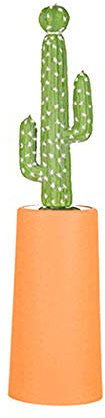 THREESS Creative Cactus Brosse de Toilette Ensemble Dessin animé Maison de Toilette Lavage Brosse de Toilette à Long Manche sans Coin Mort Propre Brosse Cadeau du désert CL0315 Petit Orange