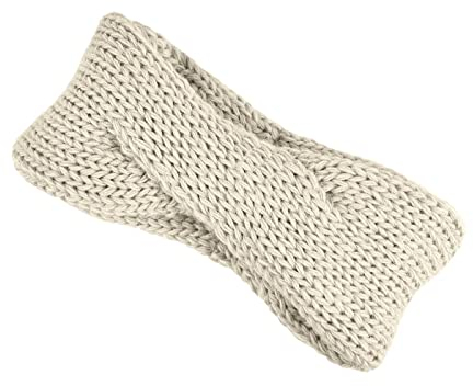 Neverless® Damen Stirnband Strick Winter Knoten Ohrenschutz Knite Headband beige unisize
