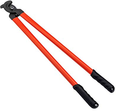 Jetech Kabelschneider, Laborsparende lange Arme Kabelschere, ergonomisch geformter Kabelschneider mit PVC-weichem Griff, hohe Hebelwirkung Kabelschneider für Kupfer- und Aluminiumkabel, CC-24, 24