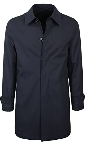 Ciabalù Trench Uomo Invernale Soprabito Elegante Cappotto Impermeabile Lungo Sartoriale Blu Fango (IT, Numero, 46, Regular, Regular, Blu)