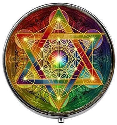 Metatron Cube Magique Hexagram Femme - Géométrie Sacrée Fleur de Vie Art Photo Pilulier Charme Pilulier Boîte à Bonbons en Verre