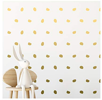 Autocollants muraux (168 autocollants) | Facile à décoller et à coller sans danger sur les murs peints | Déco à pois en vinyle amovible | ensemble de feuilles de papier (dorés or)
