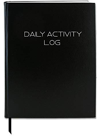 BookFactory Libro de registro de actividades diarias, libro de registro de 365 días (384 páginas), diario de productividad de 365 páginas, cubierta negra, sección cosida en tapa dura, 8 x 10 pulgadas