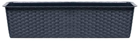 Prosperplast Wide Rectangular Planter, Large Capacity, 11.7 L Ratolla Case, Plastic, Anthracite, 14.5 (H) x 68.5 (W) x 17.3 (D) cm, Small