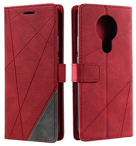 SONWO Hülle für Nokia 3.4, Premium Leder PU Handyhülle Flip Case Wallet Silikon Bumper Schutzhülle Klapphülle für Nokia 3.4, Rot