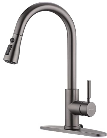 WEWE Schwarze Edelstahl-Küchenarmatur mit herausziehbarer Brause, Einhebelmischer, für kommerzielle, moderne Wohnmobile, Waschküche, Küche, Bar