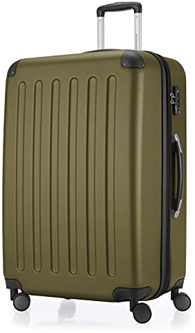 HAUPTSTADTKOFFER - SPREE - Großer Hartschalen-Koffer Trolley Rollkoffer Reisekoffer, 4 Doppel-Rollen, 75 cm, 119 L, Avocado