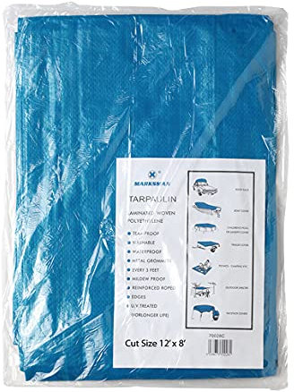 12' X 8' HEAVY DUTY LIGHTWEIGHT TARPAULIN GROUND SHEET POLYETHYLENE WATERPROOF COVER
