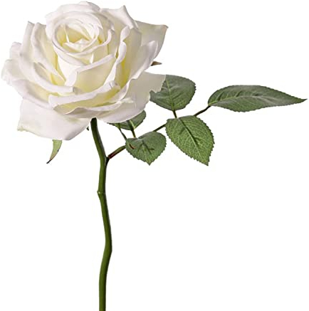 artplants.de Kunstrose NIKOLETA, weiß, 30cm, Ø12cm - Textil Rose