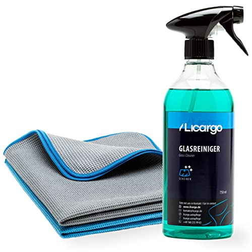 LICARGO® Scheiben Bundle - 2X Premium Waffeltücher & Glasreiniger Auto (750ml) - Für kristallklare Autoscheiben ohne Streifen & Schlieren