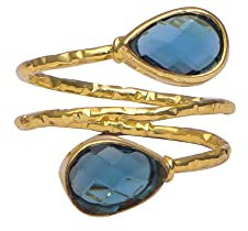 El Joyero Anelli regolabili con taglio a pera a doppia cauzione | Anello a forma di pera placcato oro con calcedonio rosa e pietra di luna | Regalo fatto a mano per lei gioielli 1819 1, 7X9 MM,