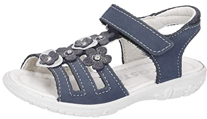 RICOSTA Mädchen Riemchensandalen Chica,Kinder Sandalen,WMS:Mittel,bequem,flach,Kids,Kinderschuhe,Sommerschuhe,Strandschuhe,Nautic (170),28 EU
