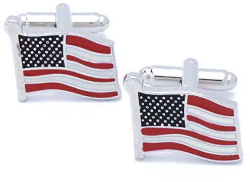 Manschettenknöpfe - Flagge Amerika USA Silber