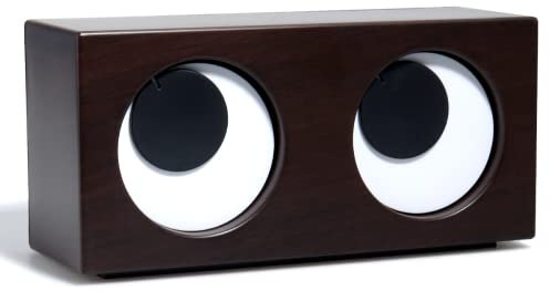 Meng Zhi AO Desktop Großaugen-Uhr mit Rotierenden Augen - Kreatives, Lustiges Geschenk für Kinder zu Valentinstag und Weihnachten (Kaffeefarben)