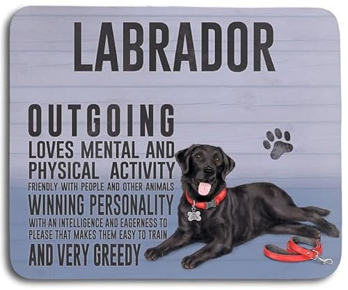 The Original Metal Sign Mouse Mat - Dog Characteristics: Labrador, Black