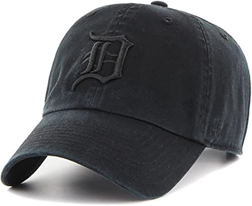 47 Brand MLB Baseballkappe für Erwachsene, Einheitsgröße, Schwarz/Schwarz, Detroit Tigers, Einheitsgre