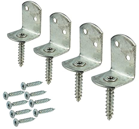 tecuro Flechtzaunbeschlag, Zaunhalterung, 4-er Set inkl. Schrauben, L-Form, Stahl verzinkt