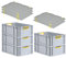 PROREGAL SuperSparSet 5x Eurobox NextGen Color mit Auflagedeckel & Schiebeschnappverschlüsse, HxBxT 22x40x60cm, 44L, Griffe gelb offen, Verstärkter Boden, Eurobehälter Transportbox Transportbehälter