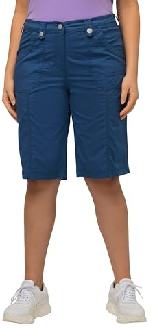 Ulla Popken Damen große Größen Übergrößen Plus Size Cargo-Bermuda, Komfortbund, 4-Pocket-Schnitt denimblau 46 818455722-46