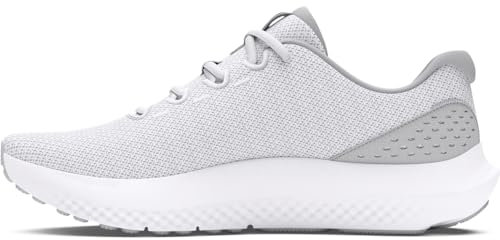 Under Armour UA Charged Surge 4 Zapatos de deporte para hombre, ligeras y transpirables deportivas de hombre, color blanco/gris halo/negro