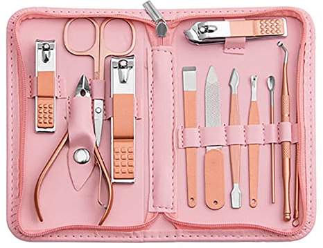 Tumkun Nail Kit, Manicure Kit, Nail Care Kit for Women, Manicure Pedicure Set, Nail Clippers Toenail Clippers Kit, Professional Manicure Kit Pedicure Kit, Pink Travel Case, Set of 12.