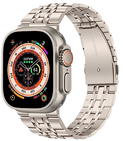 TasikarArmband Kompatibel mit Apple Watch Ultra Armband 49mm, Massives Edelstah Metall Ersatzarmband Herren Damen Band Kompatibel für Apple Watch Ultra 2 Ultra, 49mm Polarstern