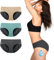 TIICHOO Periodenunterschwäsche Starke Blutung für Frauen & Mädchen Weiche Menstruationsunterwäsche 3er Pack (M, Dunkelgrau/Türkisgrün/Beige)