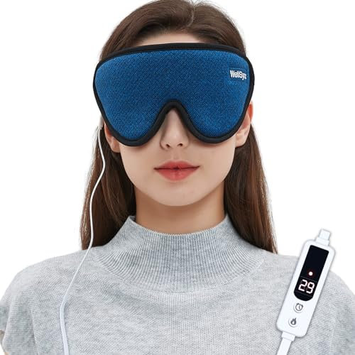 WellSync Heated Eye Mask for Dry Eyes - Warm Compress for Chalazion Blepharitis Stye w Smart Temperature & Timer Control - 3D Eye Mask for Sleeping, Relief Eye Strain, Migraine, Puffy