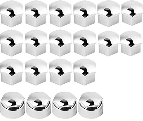 Lot de 20 Cache-écrous de Roue, Cache-boulons de 17 Mm, Capuchon de Protection Antivol pour Vis de Moyeu de Voiture avec Outil de Démontage, Remplacement Anti-poussière pour (Argent)