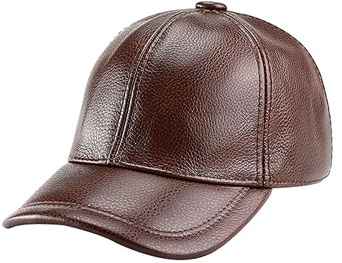 Baseball Cap Herren Damen Outdoor Leder Baseballmütze Verstellbar Baseballkappe Schirmmütze Herbst Winter