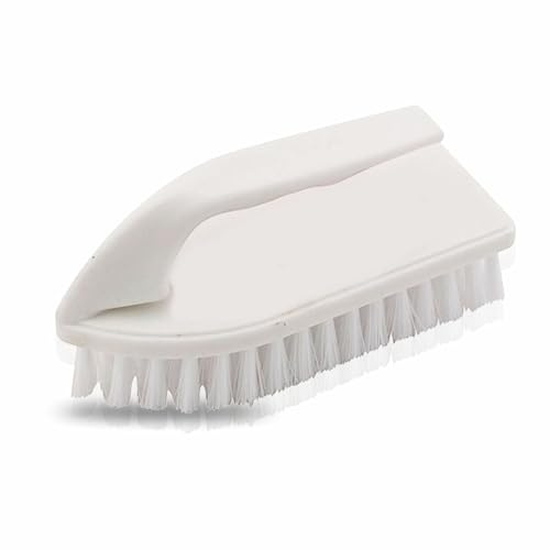 Scrubbing Brush Stiff Cleaning Brush Heavy Duty Hand Scrubber With polyester Bristles Iron Shaped Handle Comfort Grip Lime scale And Grout Remover Cleaning Tool For Home And Commercial Use White (1pc)