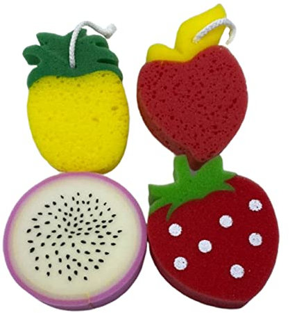 4 Pz Spugna Doccia Esfoliante Spugna Naturale Spugna Per Il Lavaggio Del Corpo Spugna Da Bagno Alla Frutta Vasca Da Bagno Per Neonati Tappetino in Spugna Morbido Neonato