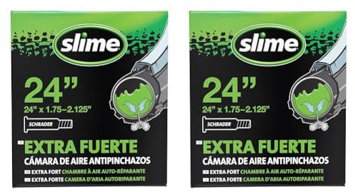 Slime 30082 Cámara Interior de Bicicleta con Sellante de Pinchazos Slime, Sellado Autónomo, Prevenir y Reparar, Válvula Schrader, 47/57-507 mm (24 x1,75-2,125) (Paquete de 2)