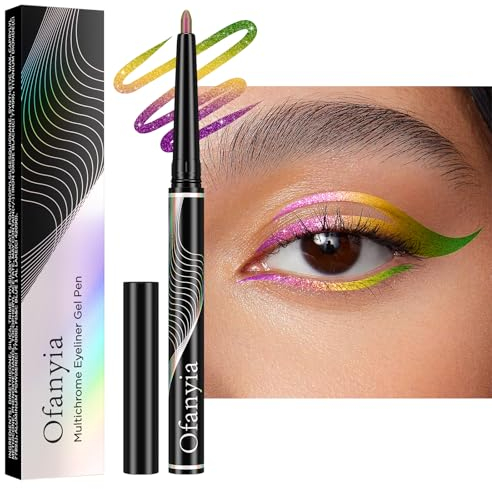 Ofanyia Multichrome Eyeliner Pencil, Metallic Glitter Eyeliner, Intense Color Shifting Gel Eyeliner Eye Makeup, Long-lasting Easy To Color Eyeliner Wasserfest