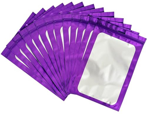 30 Stück Violett Baggys Mylar Beutel Folie Zip Groß 16x24cm, Holografische Wiederverschließbare Mylar, Druck Siegel Geruchsdicht Ziplock Polybeutel für Schmuck