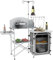 Outsunny Mueble de Cocina para Camping Armario para Camping Plegable con Mesas Estantes Poste de Luz Elevable y Bolsa de Transporte para Acampada Picnic 144x48x119 cm Plata y Gris Claro