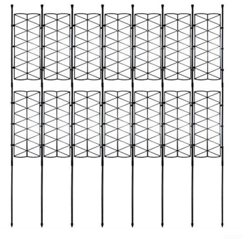 HEIBTENY Plant Climbing Frame Sets, Plant Climbing Frame, Garden Fence, Outdoor Fence, Rose Climbing Pergola, Climbing Iron, Plastic-Coated for Tomatoes, Grapes, Cucumbers (24 Poles, 14 Nets)