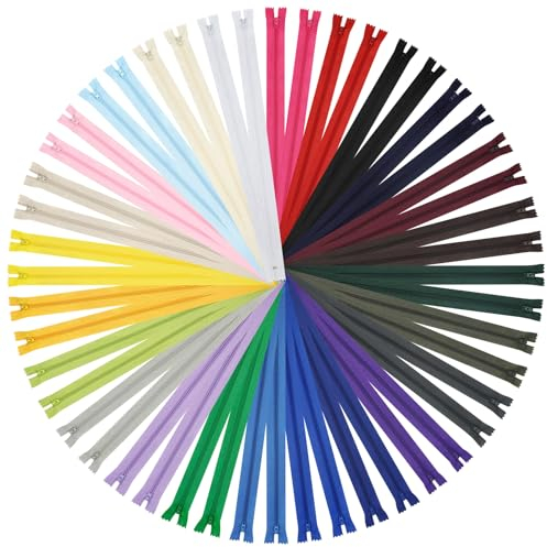 DOITEM 35cm Nylon-Reißverschlüsse zum Nähen und Basteln | 24 Farben 48 Stück Reißverschlüsse (Mehrfarbig, 35cm)