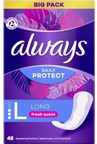 Daily Protect Slipeinlagen Long mit Frischeduft Big Pack Binden Pads Damenbinden 48 STÜCK
