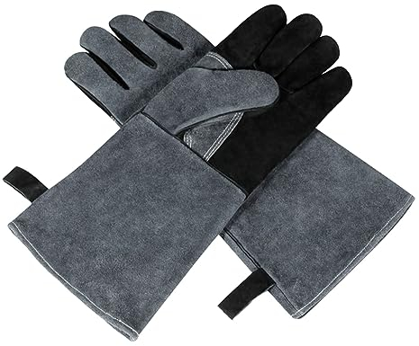 AYPOHU 14-Zoll Leder Schweißhandschuhe Gegen Verbrühungen Für Den Grill WIG MIG Hitzebeständige Handschuhe Weiche Handschuhe Gegen Verbrühungen