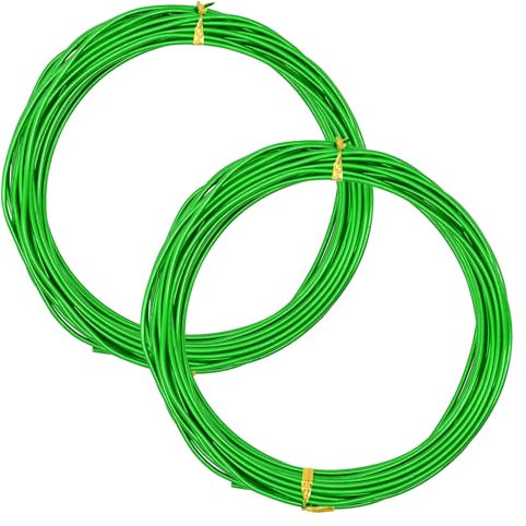 YMWALK Filo Artigianale in Alluminio da 2mm, per Gioielli, 2 Rotoli Modellabile Pieghevole in Metallo per Creazione di Gioielli, Modellazione di Biciclette (2mm*10m per Rotolo) (Verde)
