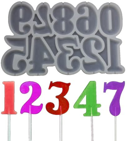 mostsom 2pcs/lot Number Shaped Baking Mold DIY Lollipop Numeric Modeling Silicone Chocolate Candy Mould Birthday Cake Decoration Kitchen Tools (D_ Number)