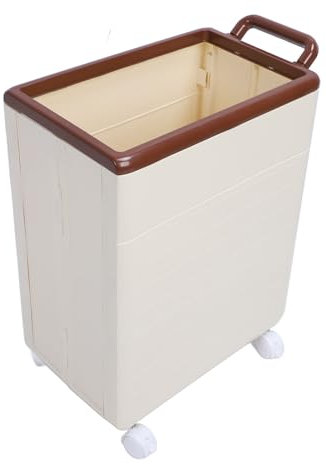 Yoga Mat Storage Basket Foldable Yoga Mat Storage Bin with Wheels for Yoga Mat Sports Equipment Dirty Clothes Toys Umbrellas Shuttlecocks (Beige)